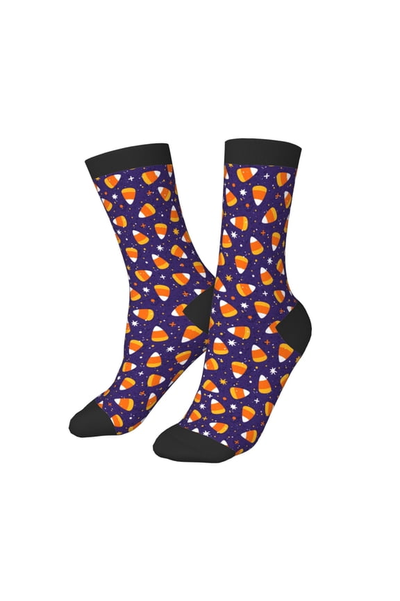 Kids Girls Boys Socks - Candy Corn (2) Comfort Breathable Crew Socks for Boys Girls Kids, Soft Athletic Running Socks for Boys Socks 6-10 Years Old