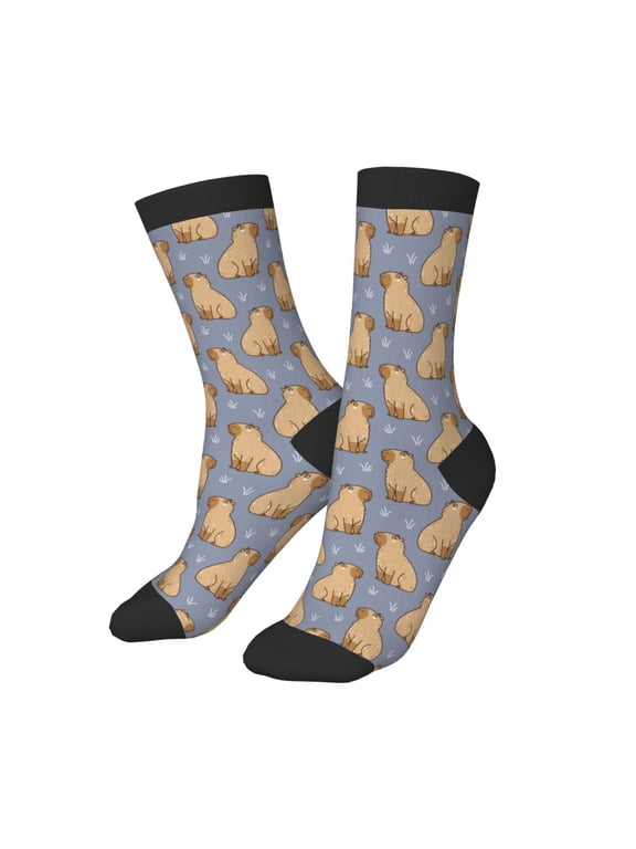 Kids Girls Boys Socks - Capybara and Grass Comfort Breathable Crew Socks for Boys Girls Kids, Soft Athletic Running Socks for Boys Socks 6-10 Years Old
