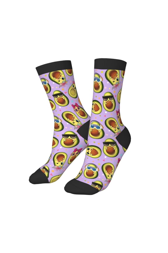 Kids Girls Boys Socks - Cartoon Avocados Comfort Breathable Crew Socks for Boys Girls Kids, Soft Athletic Running Socks for Boys Socks 6-10 Years Old