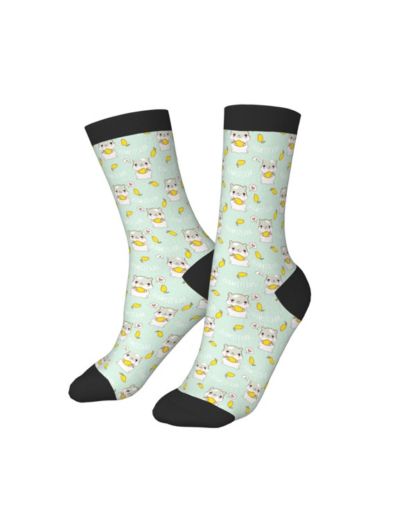 Kids Girls Boys Socks - Cartoon Cute Hamster Mango Green Comfort Breathable Crew Socks for Boys Girls Kids, Soft Athletic Running Socks for Boys Socks 6-10 Years Old
