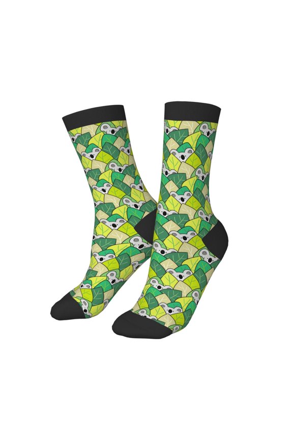 Kids Girls Boys Socks - Cartoon Koala Bear and Leaf Comfort Breathable Crew Socks for Boys Girls Kids, Soft Athletic Running Socks for Boys Socks 6-10 Years Old