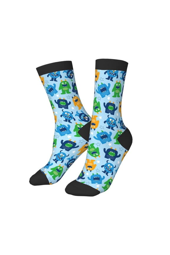 Kids Girls Boys Socks - Cartoon Monster Comfort Breathable Crew Socks for Boys Girls Kids, Soft Athletic Running Socks for Boys Socks 6-10 Years Old