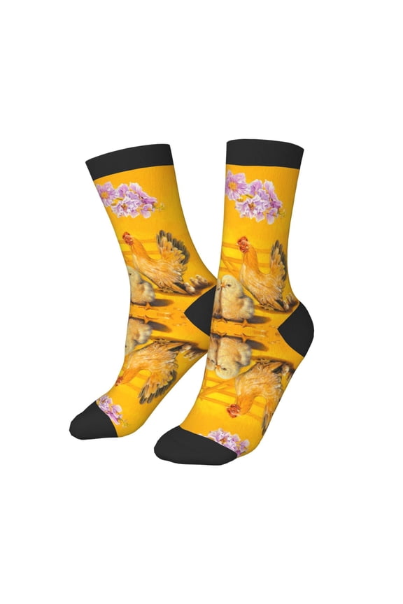 Kids Girls Boys Socks - Chicken Family Rooster Hen Chicks Comfort Breathable Crew Socks for Boys Girls Kids, Soft Athletic Running Socks for Boys Socks 6-10 Years Old