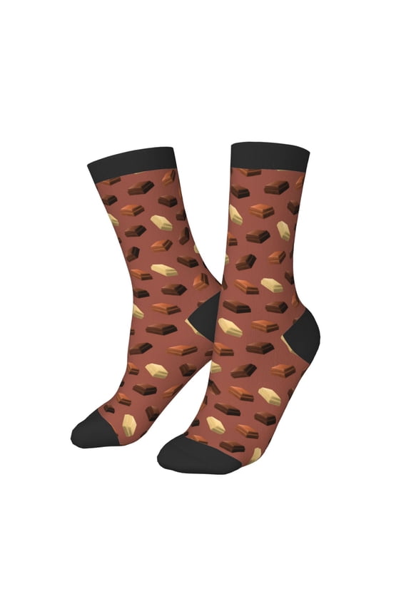 Kids Girls Boys Socks - Chocolate Pattern No.9019 Comfort Breathable Crew Socks for Boys Girls Kids, Soft Athletic Running Socks for Boys Socks 6-10 Years Old