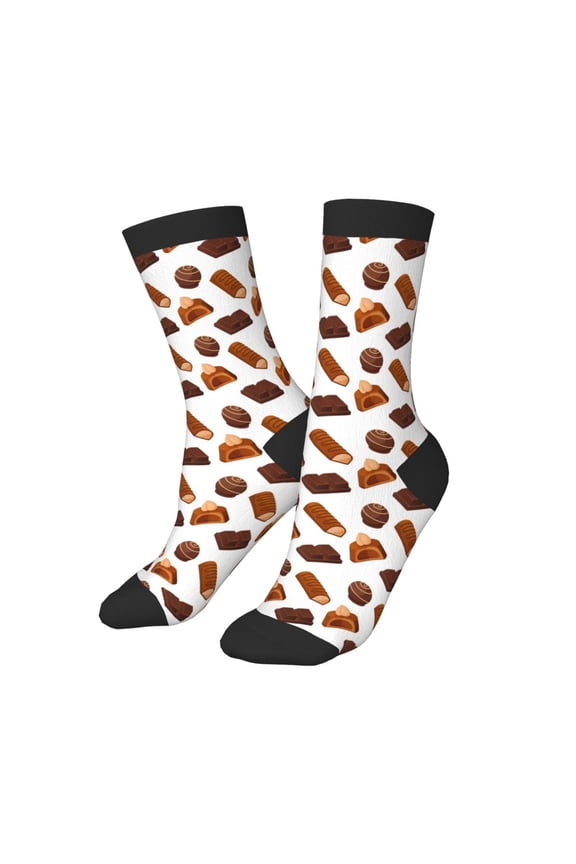 Kids Girls Boys Socks - Chocolate Pattern No.9037 Comfort Breathable Crew Socks for Boys Girls Kids, Soft Athletic Running Socks for Boys Socks 6-10 Years Old