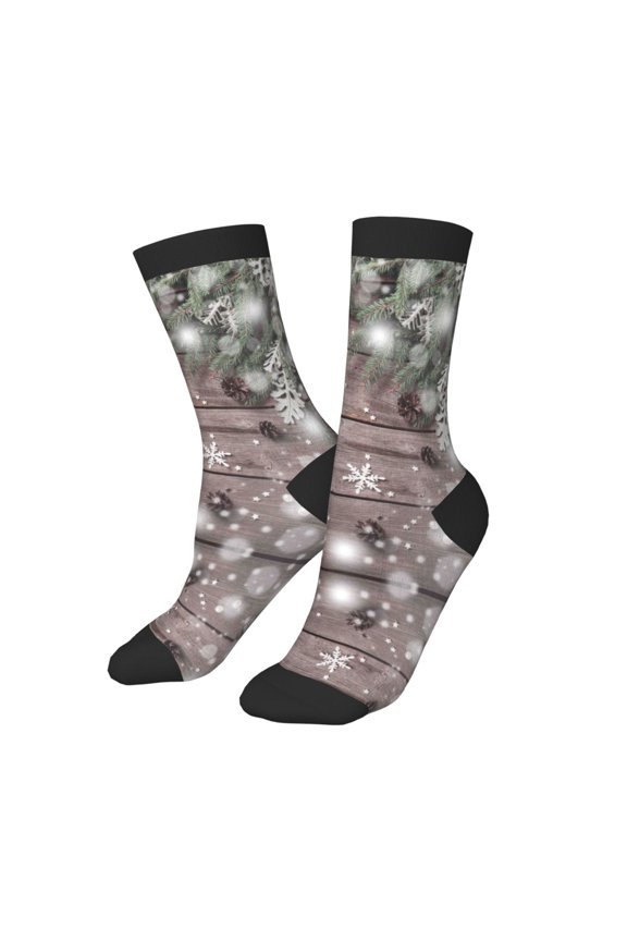 Kids Girls Boys Socks - Christmas Fir Tree Branch Snowflake Comfort Breathable Crew Socks for Boys Girls Kids, Soft Athletic Running Socks for Boys Socks 6-10 Years Old