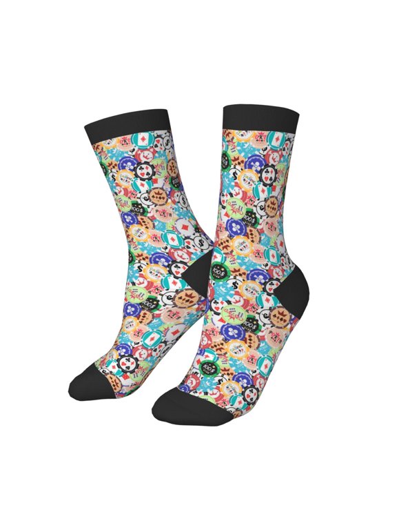 Kids Girls Boys Socks - Colored Casino Chips Comfort Breathable Crew Socks for Boys Girls Kids, Soft Athletic Running Socks for Boys Socks 6-10 Years Old