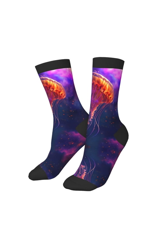 Kids Girls Boys Socks - Colorful sky Floating Jellyfish A Comfort Breathable Crew Socks for Boys Girls Kids, Soft Athletic Running Socks for Boys Socks 6-10 Years Old