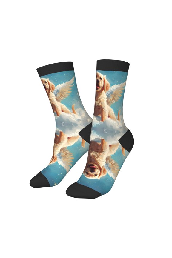 Kids Girls Boys Socks - Cute Angel Winged Dog Comfort Breathable Crew Socks for Boys Girls Kids, Soft Athletic Running Socks for Boys Socks 6-10 Years Old