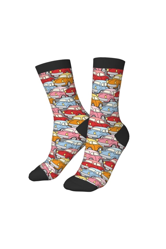 Kids Girls Boys Socks - Cute Cars Comfort Breathable Crew Socks for Boys Girls Kids, Soft Athletic Running Socks for Boys Socks 6-10 Years Old