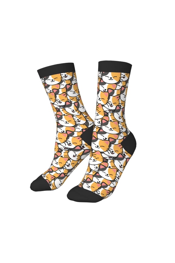 Kids Girls Boys Socks - Cute Cartoon Smiling Cat Face Comfort Breathable Crew Socks for Boys Girls Kids, Soft Athletic Running Socks for Boys Socks 6-10 Years Old