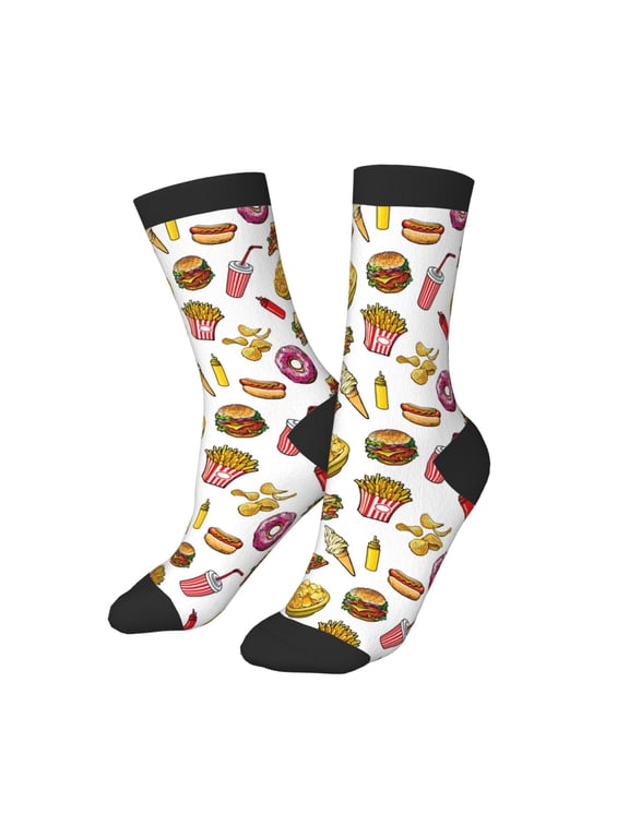 Kids Girls Boys Socks - Cute Food Ketchup Potato Chips Comfort Breathable Crew Socks for Boys Girls Kids, Soft Athletic Running Socks for Boys Socks 6-10 Years Old