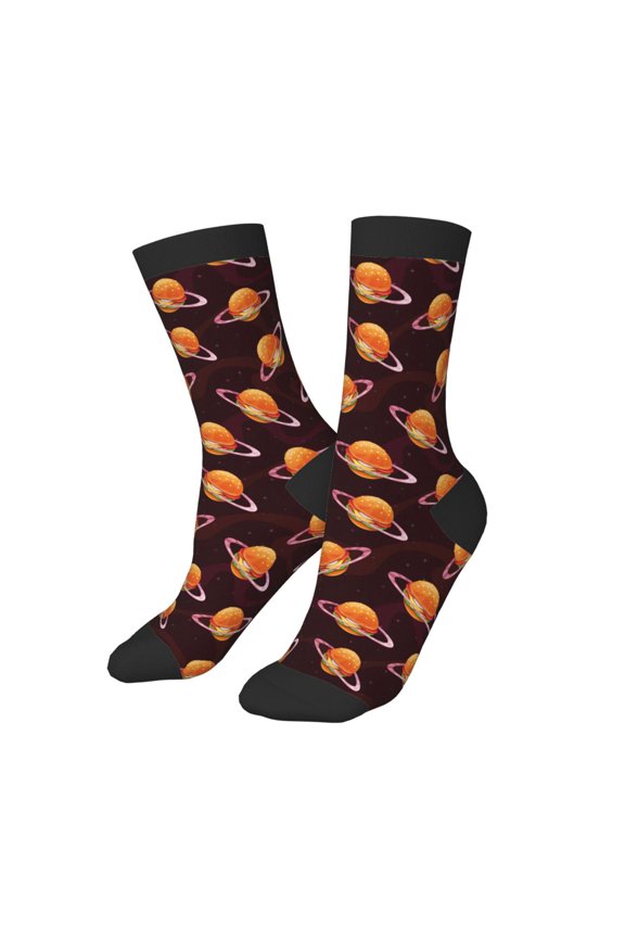 Kids Girls Boys Socks - Cute Hamburger Burger Planet Comfort Breathable Crew Socks for Boys Girls Kids, Soft Athletic Running Socks for Boys Socks 6-10 Years Old