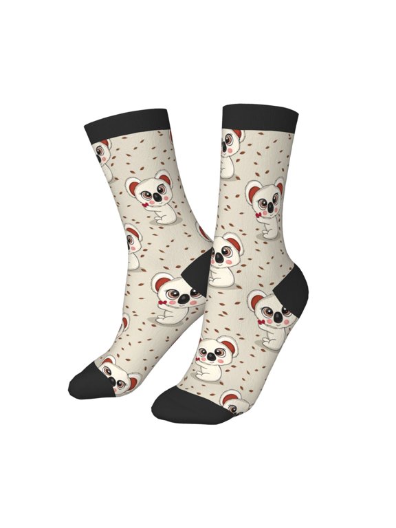 Kids Girls Boys Socks - Cute Koala Off White Comfort Breathable Crew Socks for Boys Girls Kids, Soft Athletic Running Socks for Boys Socks 6-10 Years Old
