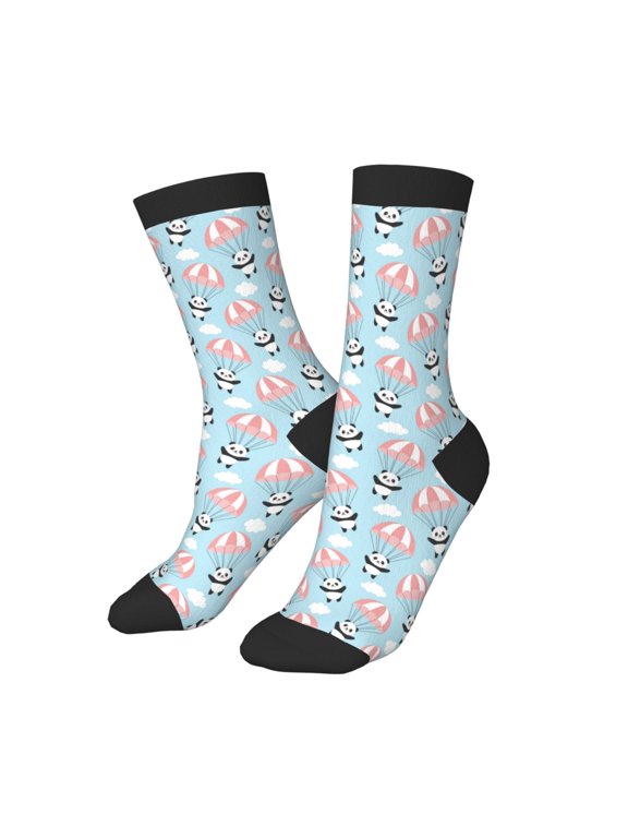 Kids Girls Boys Socks - Cute Panda Flying in the Sky Comfort Breathable Crew Socks for Boys Girls Kids, Soft Athletic Running Socks for Boys Socks 6-10 Years Old