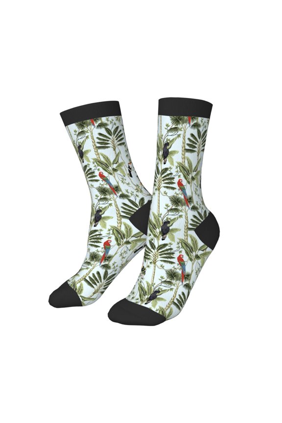 Kids Girls Boys Socks - Cute Parrot Toucan Palm Tree Comfort Breathable Crew Socks for Boys Girls Kids, Soft Athletic Running Socks for Boys Socks 6-10 Years Old