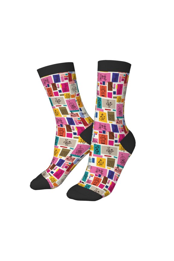 Kids Girls Boys Socks - Cute doodles Comfort Breathable Crew Socks for Boys Girls Kids, Soft Athletic Running Socks for Boys Socks 6-10 Years Old