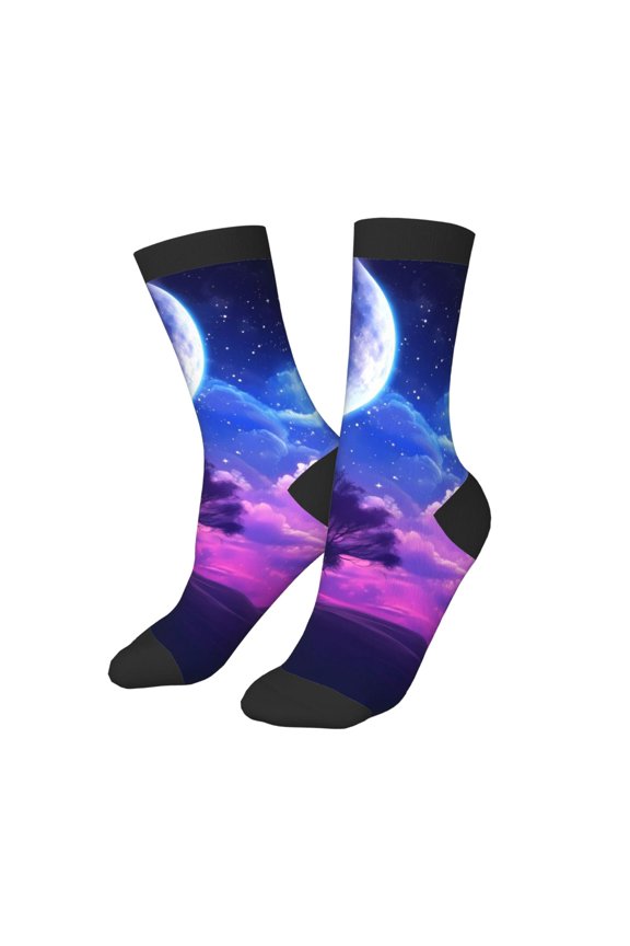 Kids Girls Boys Socks - Dreamy Colorful Starry Sky Comfort Breathable Crew Socks for Boys Girls Kids, Soft Athletic Running Socks for Boys Socks 6-10 Years Old