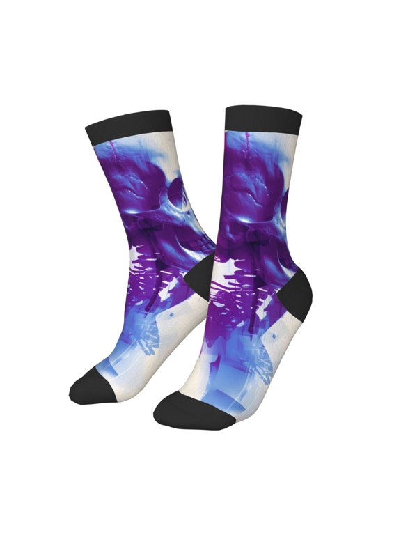 Kids Girls Boys Socks - Dual Skulls Colorful Fusion Comfort Breathable Crew Socks for Boys Girls Kids, Soft Athletic Running Socks for Boys Socks 6-10 Years Old