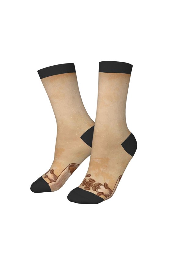 Kids Girls Boys Socks - Engraved Coffee On Kraft Paper Comfort Breathable Crew Socks for Boys Girls Kids, Soft Athletic Running Socks for Boys Socks 6-10 Years Old