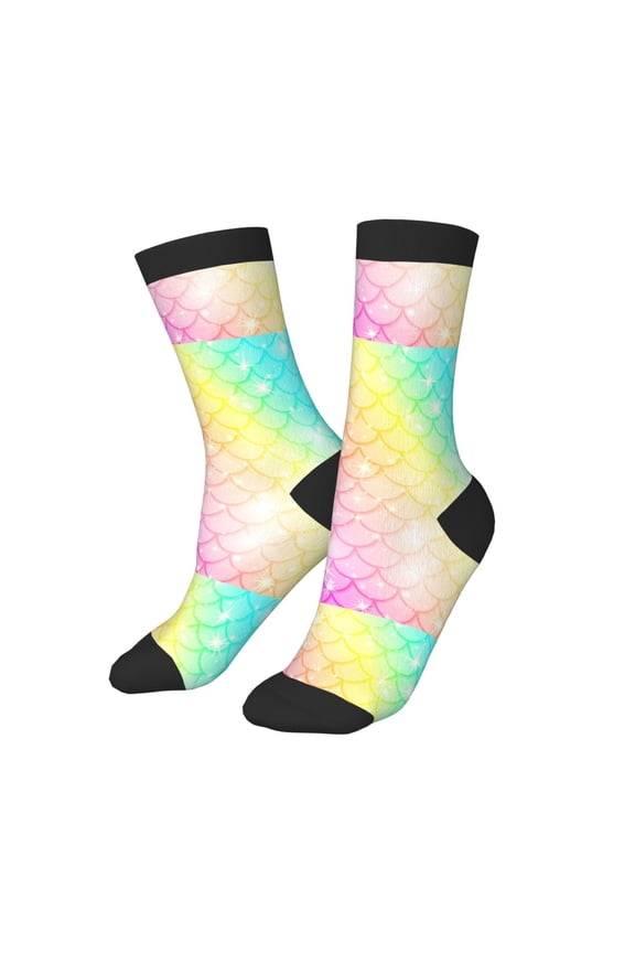 Kids Girls Boys Socks - Fish Scale Comfort Breathable Crew Socks for Boys Girls Kids, Soft Athletic Running Socks for Boys Socks 6-10 Years Old