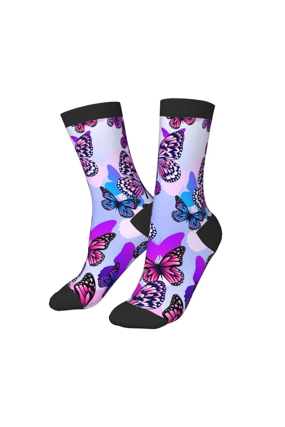 Kids Girls Boys Socks - Flying Butterflies Comfort Breathable Crew Socks for Boys Girls Kids, Soft Athletic Running Socks for Boys Socks 6-10 Years Old