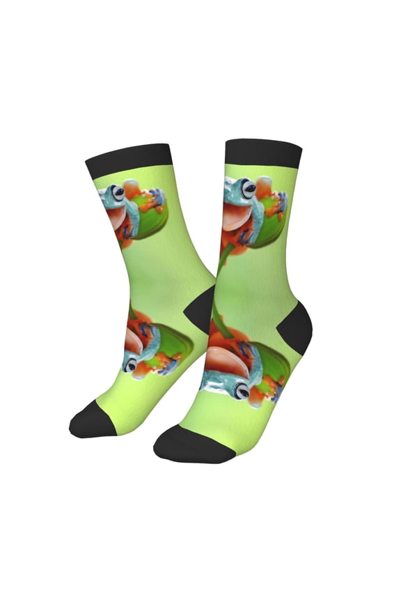Kids Girls Boys Socks - Flying Frog On Branch Comfort Breathable Crew Socks for Boys Girls Kids, Soft Athletic Running Socks for Boys Socks 6-10 Years Old
