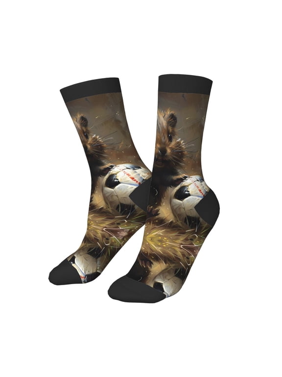 Kids Girls Boys Socks - Football Loving Hamster Comfort Breathable Crew Socks for Boys Girls Kids, Soft Athletic Running Socks for Boys Socks 6-10 Years Old