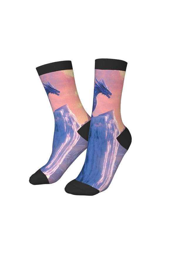 Kids Girls Boys Socks - Frozen Peak Ice Dragon Comfort Breathable Crew Socks for Boys Girls Kids, Soft Athletic Running Socks for Boys Socks 6-10 Years Old