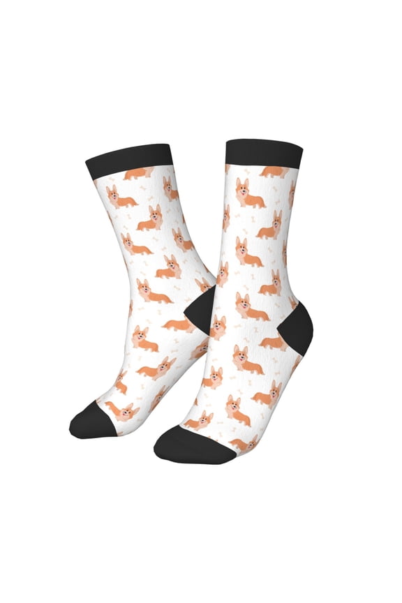 Kids Girls Boys Socks - Funny Cute Corgi Dog Bones Comfort Breathable Crew Socks for Boys Girls Kids, Soft Athletic Running Socks for Boys Socks 6-10 Years Old