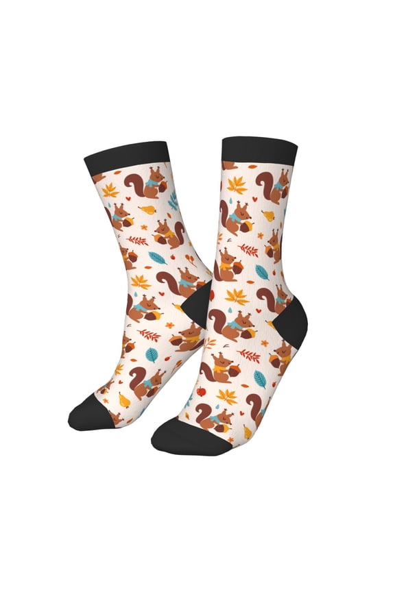 Kids Girls Boys Socks - Funny Cute Squirrel Pine Cone_A Comfort Breathable Crew Socks for Boys Girls Kids, Soft Athletic Running Socks for Boys Socks 6-10 Years Old