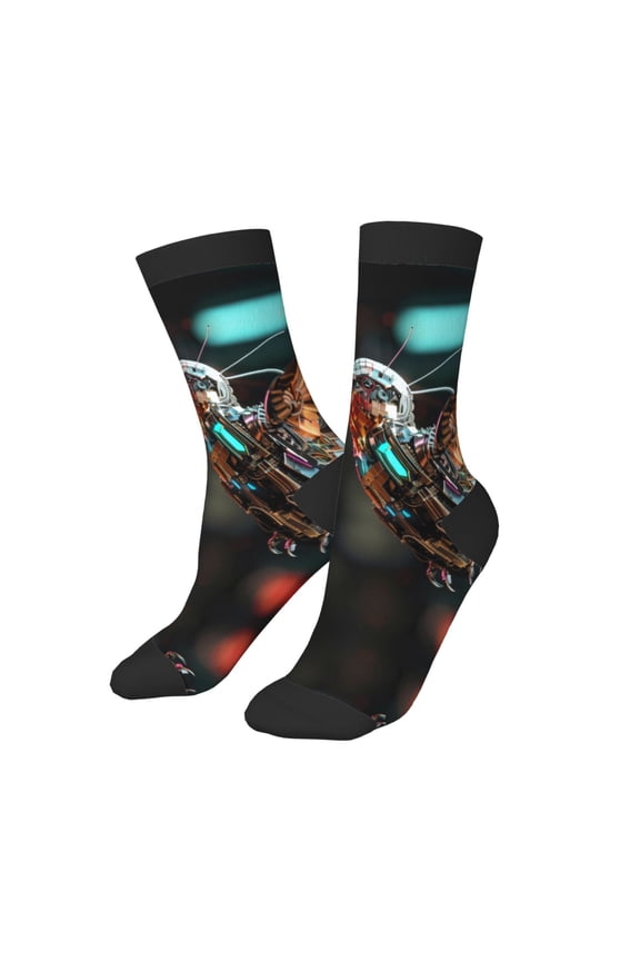 Kids Girls Boys Socks - Futuristic Robot Hummingbird Comfort Breathable Crew Socks for Boys Girls Kids, Soft Athletic Running Socks for Boys Socks 6-10 Years Old