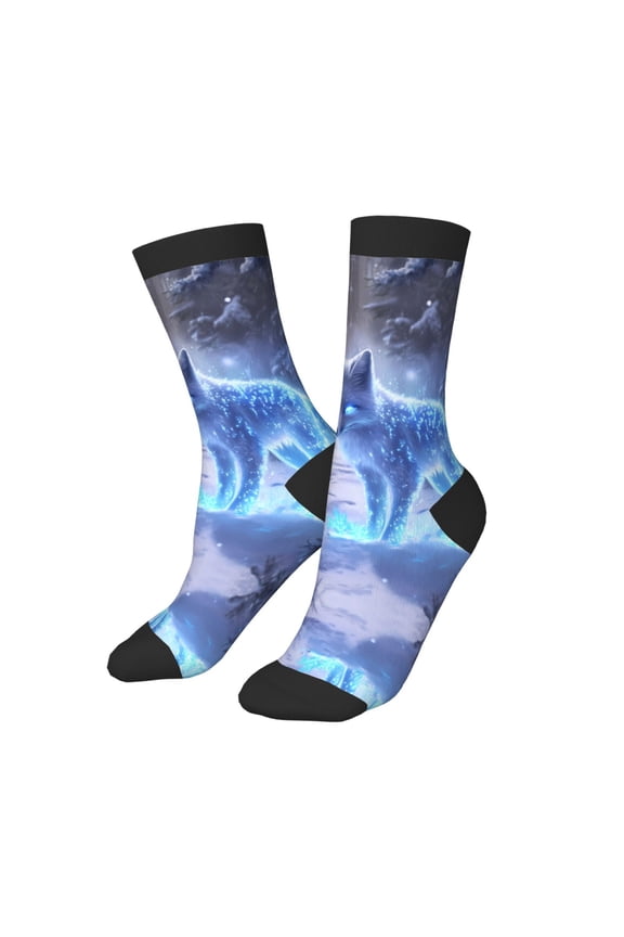 Kids Girls Boys Socks - Glowing Winter Arctic Fox Comfort Breathable Crew Socks for Boys Girls Kids, Soft Athletic Running Socks for Boys Socks 6-10 Years Old