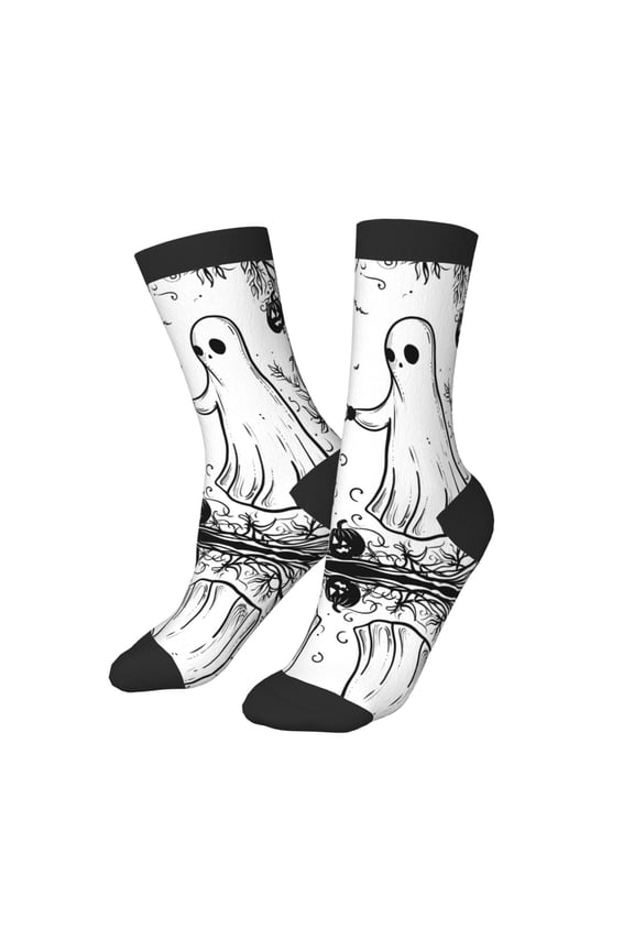 Kids Girls Boys Socks - Halloween Black and White Ghost Comfort Breathable Crew Socks for Boys Girls Kids, Soft Athletic Running Socks for Boys Socks 6-10 Years Old