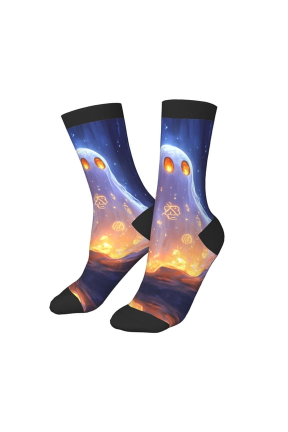 Kids Girls Boys Socks - Halloween Glowing Ghost Comfort Breathable Crew Socks for Boys Girls Kids, Soft Athletic Running Socks for Boys Socks 6-10 Years Old