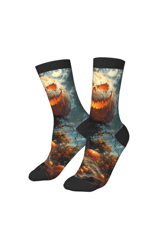 Kids Girls Boys Socks - Halloween Pumpkin Monster Comfort Breathable Crew Socks for Boys Girls Kids, Soft Athletic Running Socks for Boys Socks 6-10 Years Old