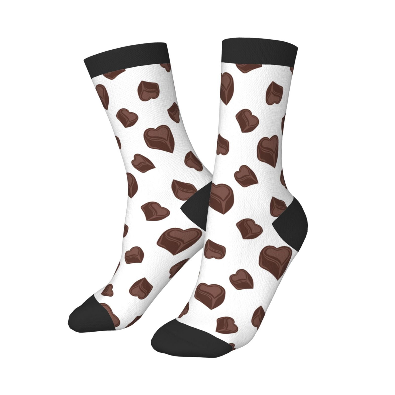 ZHBWAL Kids Girls Boys Socks - Heart Shape Chocolate Print Comfort Breathable Crew Socks for Boys Girls Kids, Soft Athletic Running Socks for Boys Socks 6-10 Years Old