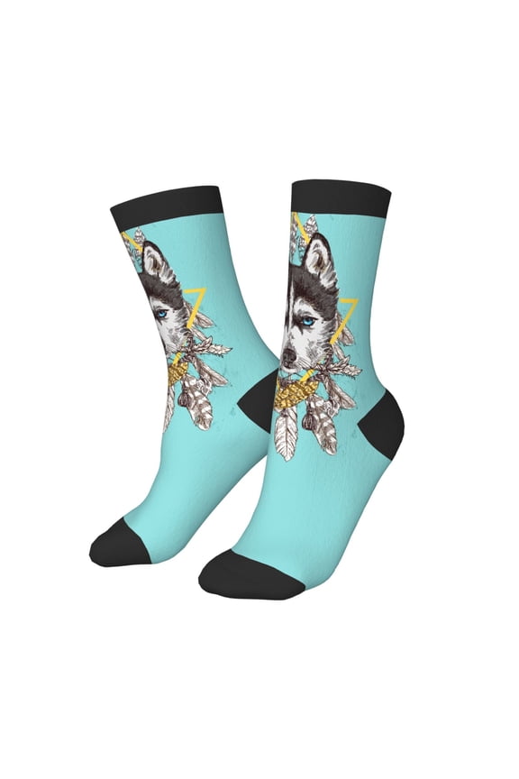 Kids Girls Boys Socks - Husky With Dreamcatcher Comfort Breathable Crew Socks for Boys Girls Kids, Soft Athletic Running Socks for Boys Socks 6-10 Years Old