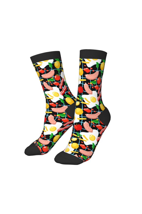 Kids Girls Boys Socks - Lemon Tomato Potato Sausage Comfort Breathable Crew Socks for Boys Girls Kids, Soft Athletic Running Socks for Boys Socks 6-10 Years Old