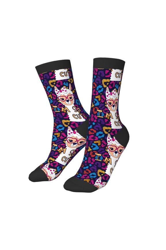 Kids Girls Boys Socks - Llama Alpaca Comfort Breathable Crew Socks for Boys Girls Kids, Soft Athletic Running Socks for Boys Socks 6-10 Years Old