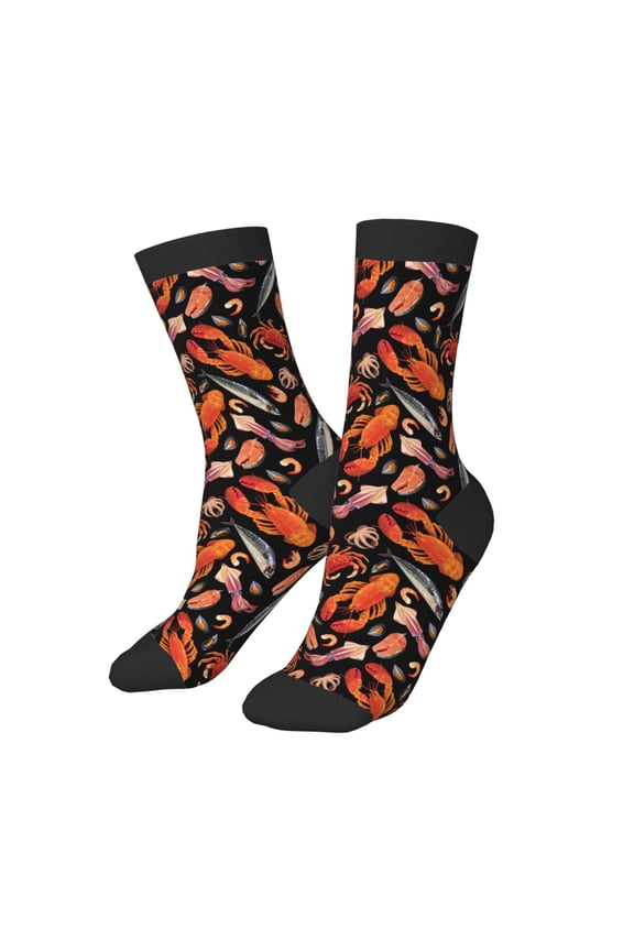 Kids Girls Boys Socks - Lobster Squid Crab Comfort Breathable Crew Socks for Boys Girls Kids, Soft Athletic Running Socks for Boys Socks 6-10 Years Old
