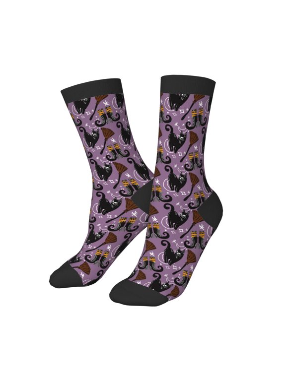 Kids Girls Boys Socks - Magic Style Cartoon Broom Cat Comfort Breathable Crew Socks for Boys Girls Kids, Soft Athletic Running Socks for Boys Socks 6-10 Years Old