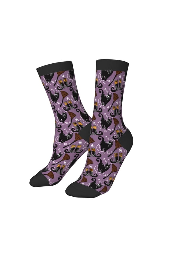 Kids Girls Boys Socks - Magic Style Cartoon Broom Cat Comfort Breathable Crew Socks for Boys Girls Kids, Soft Athletic Running Socks for Boys Socks 6-10 Years Old