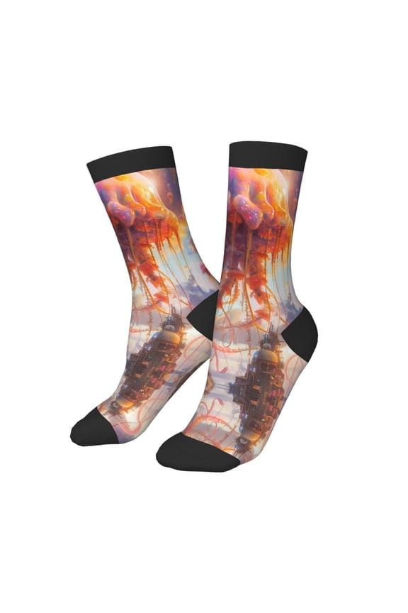 Kids Girls Boys Socks - Majestic Sky Jellyfish Swarm Comfort Breathable Crew Socks for Boys Girls Kids, Soft Athletic Running Socks for Boys Socks 6-10 Years Old