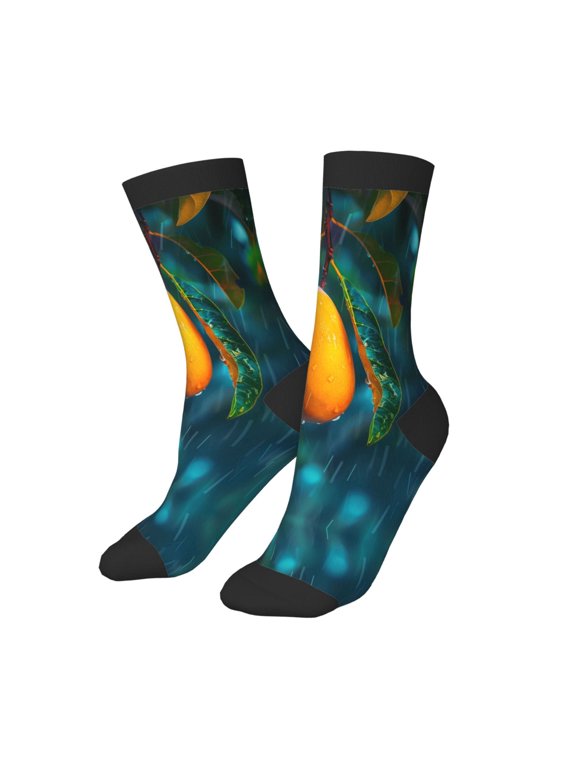 Kids Girls Boys Socks - Mango In The Rain Comfort Breathable Crew Socks for Boys Girls Kids, Soft Athletic Running Socks for Boys Socks 6-10 Years Old