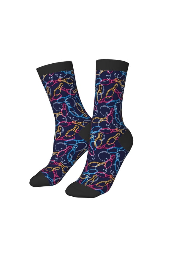 Kids Girls Boys Socks - Multicolor Bowling Comfort Breathable Crew Socks for Boys Girls Kids, Soft Athletic Running Socks for Boys Socks 6-10 Years Old