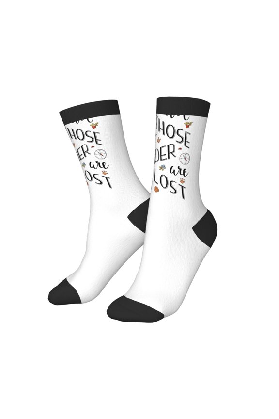Kids Girls Boys Socks - Not All Those Who Wander Are Lost A Comfort Breathable Crew Socks for Boys Girls Kids, Soft Athletic Running Socks for Boys Socks 6-10 Years Old
