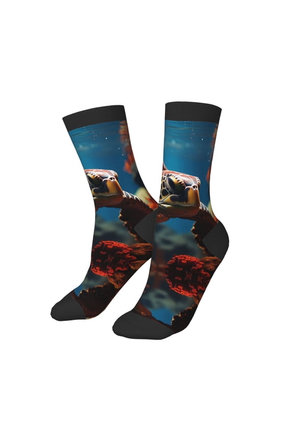 Kids Girls Boys Socks - Realistic Turtle Comfort Breathable Crew Socks for Boys Girls Kids, Soft Athletic Running Socks for Boys Socks 6-10 Years Old