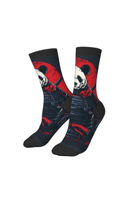 Kids Girls Boys Socks - Red Black Eastern Panda Warrior Comfort Breathable Crew Socks for Boys Girls Kids, Soft Athletic Running Socks for Boys Socks 6-10 Years Old