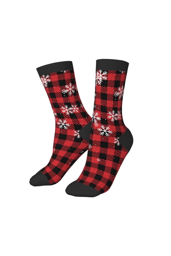Kids Girls Boys Socks - Red Buffalo Plaid Comfort Breathable Crew Socks for Boys Girls Kids, Soft Athletic Running Socks for Boys Socks 6-10 Years Old